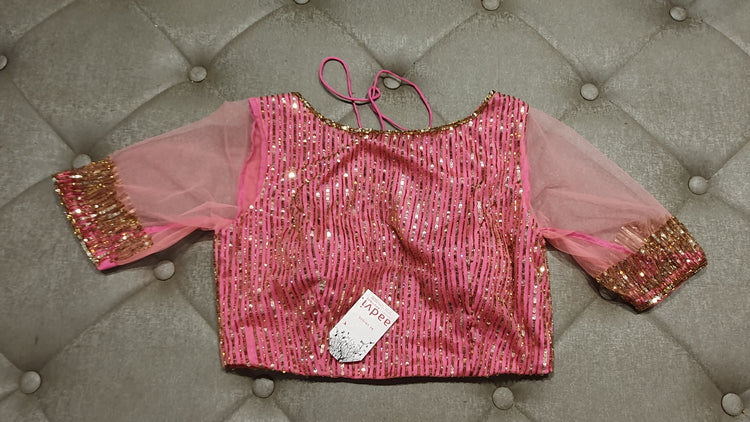 Baby Pink Hand Embroidered Designer Blouse