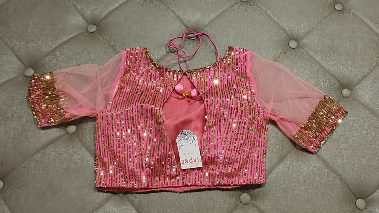 Baby Pink Hand Embroidered Designer Blouse