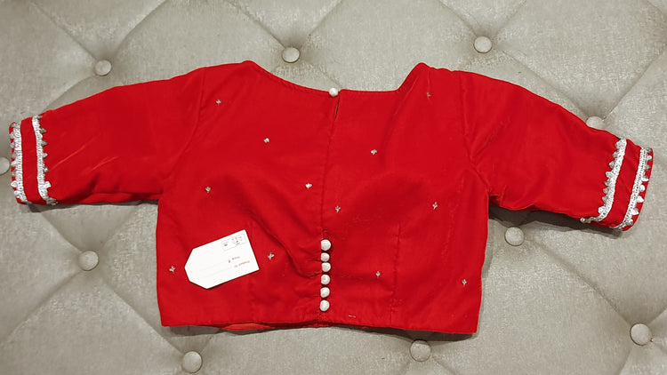 Vermillion Red Hand Embroidered Designer Blouse