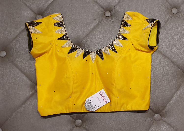 Yellow hand Embroidered Designer Blouse