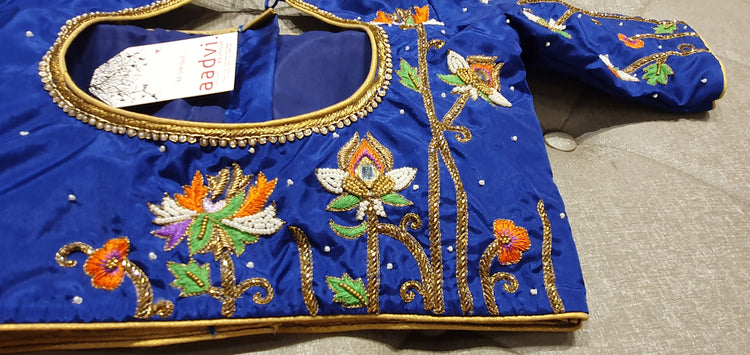 Royal Blue Color Hand Embroidered Designer Blouse