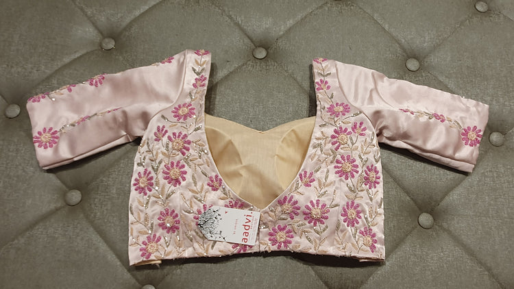 Peach Color Hand Embroidered Designer Blouse