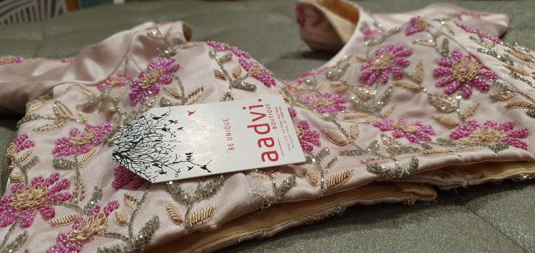 Peach Color Hand Embroidered Designer Blouse