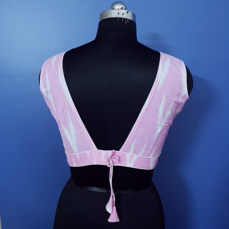 Baby Pink Ikkat Cotton Blouse