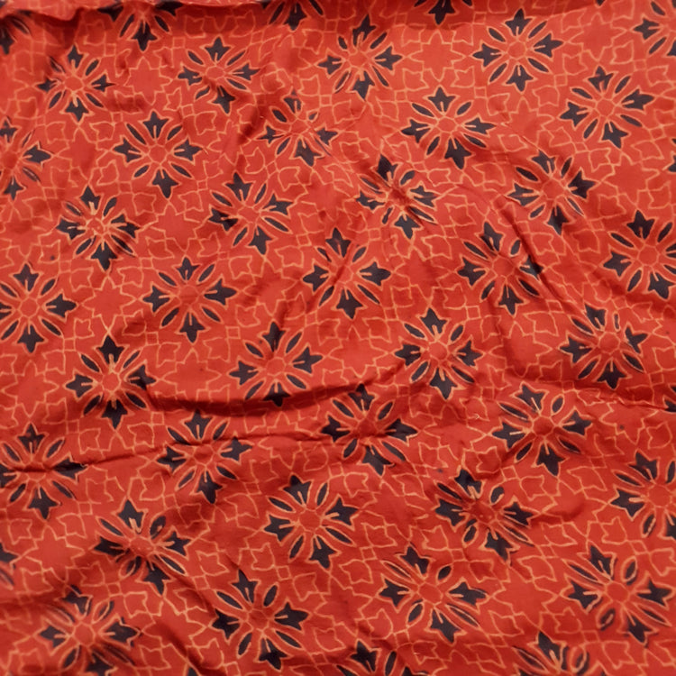 Red Ajrakh Print Modal Silk Fabric