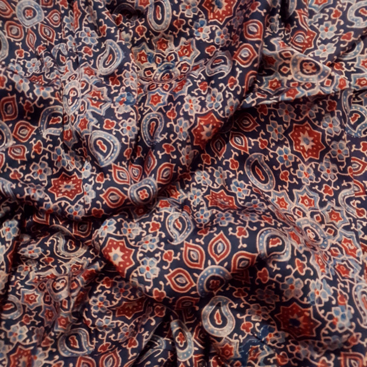 Ajrakh Print Modal Silk Fabric