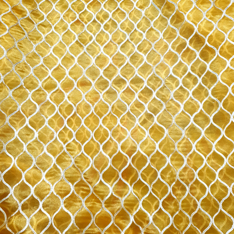 Golden Mustard Organza Fabrics with Gota Lace