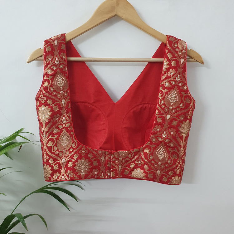 Beautiful Red Banarasi Blouse
