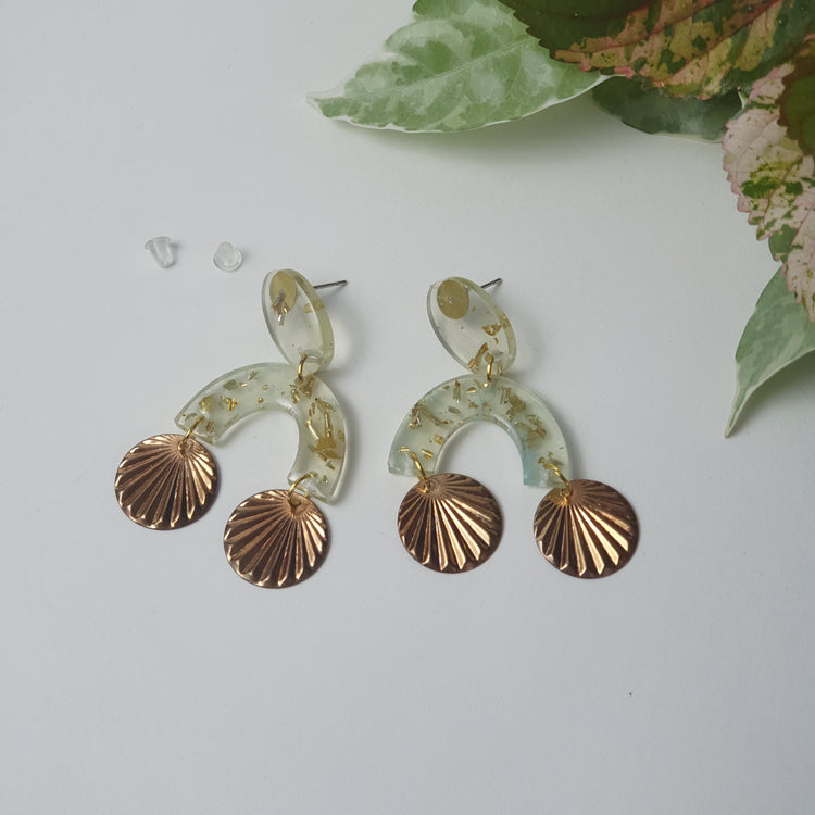 Nartaka - Resin Earrings with Golden Charm.