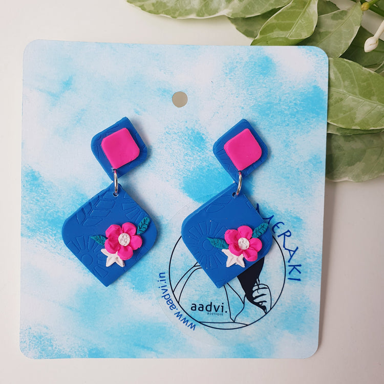Fuchsia - Bold Floral Clay Earrings.