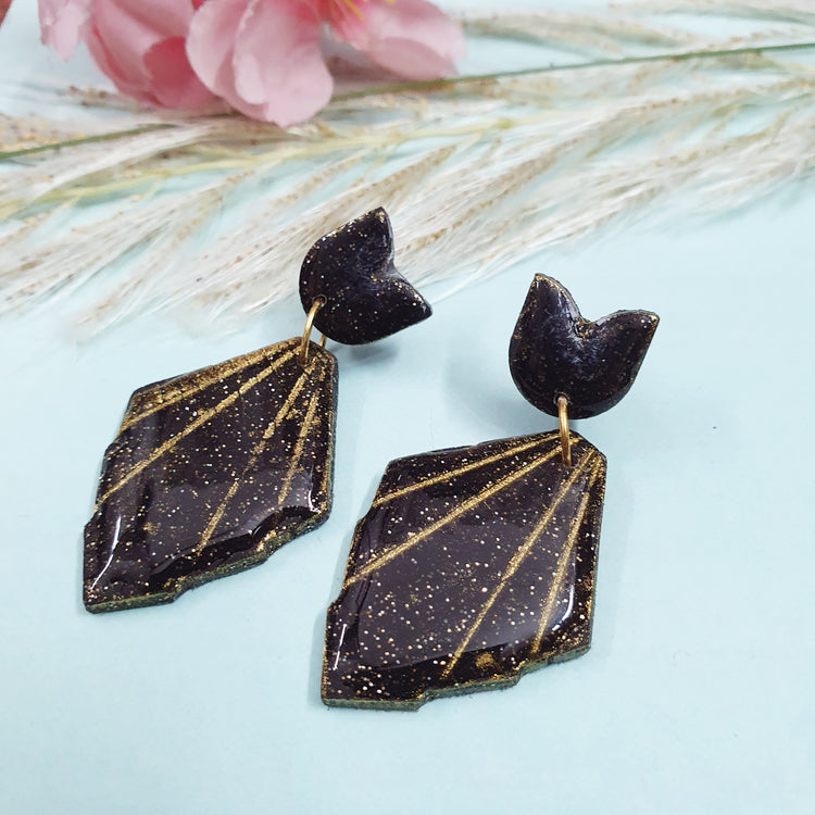 Elsine - PolymerClay and Resin Dangle Earrings.