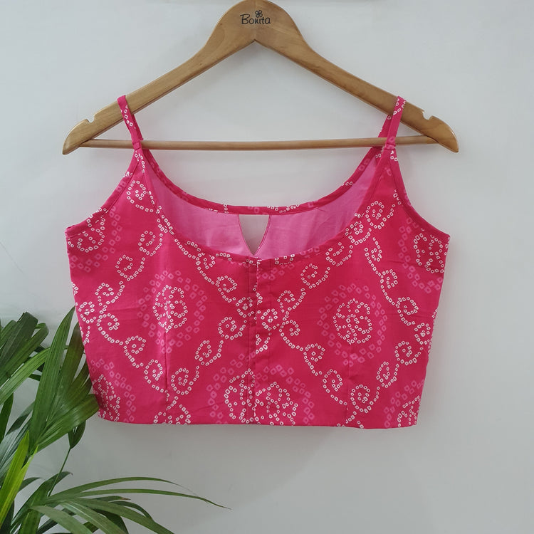 Tie - Dye Pink Cotton Designer Blouse