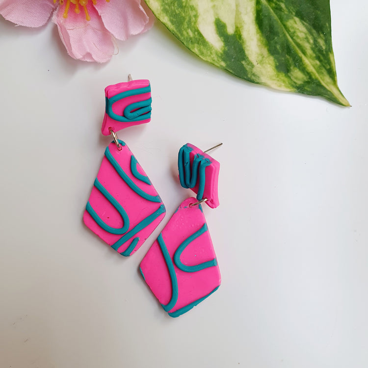 Koa - Fusia Pink Clay Earrings.