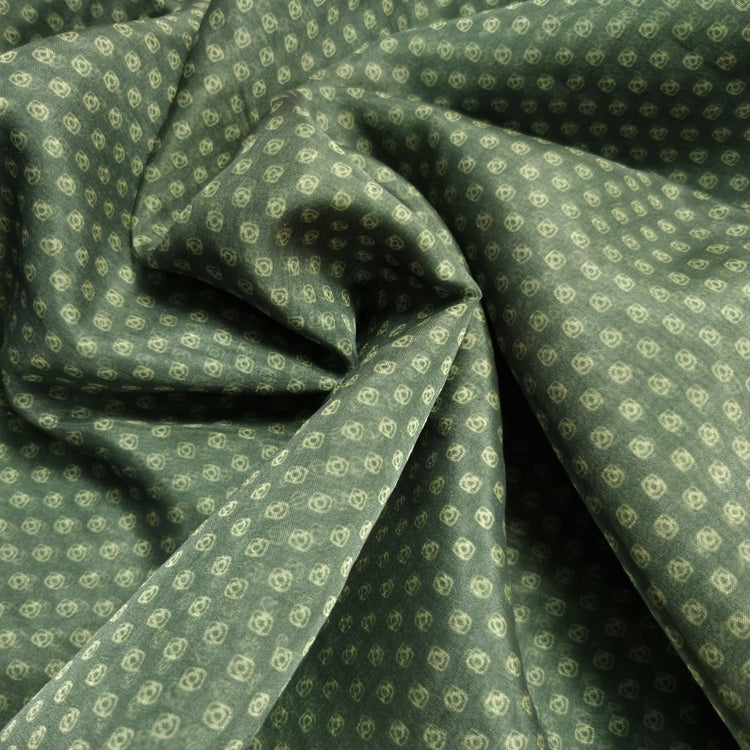 Hunter Green Printed Organza Fabrics