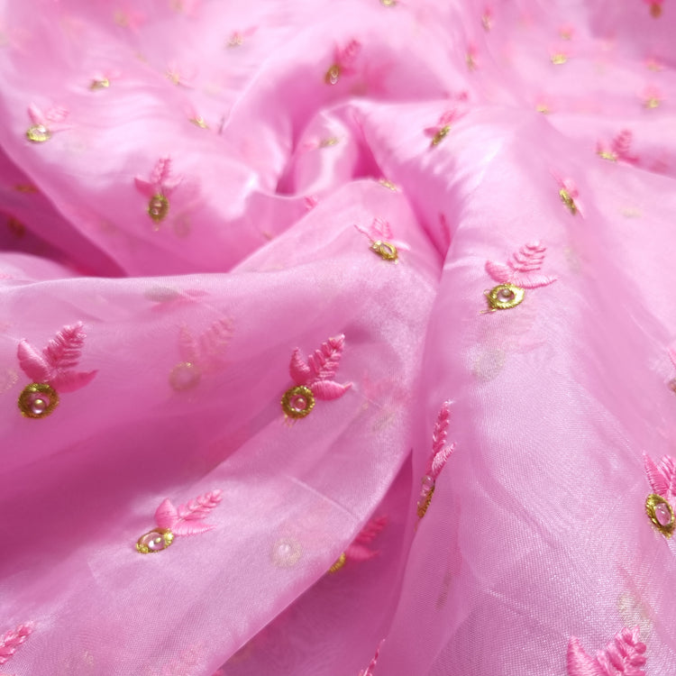 Taffy Organza Fabrics with Embroidery Work