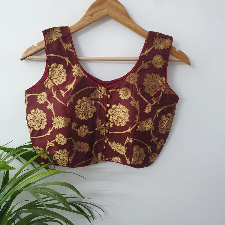 Maroon Color Designer Blouse With Banarasi Work