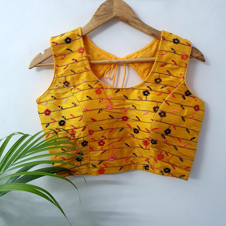 Yellow Embroidery Designer Blouse