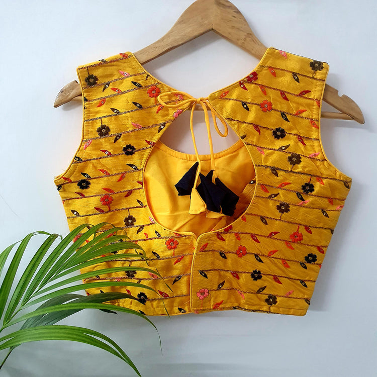Yellow Embroidery Designer Blouse