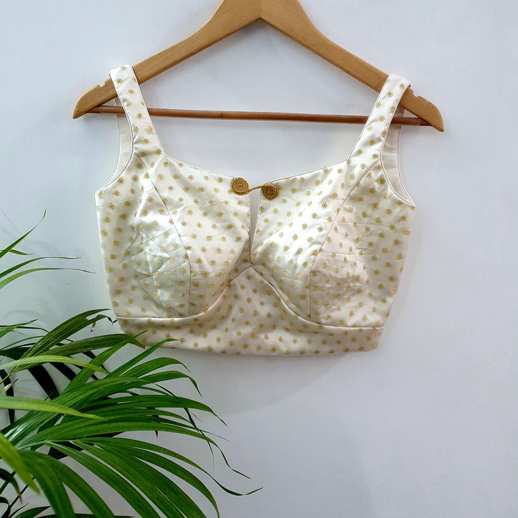 Off White and Golden Buta Designer Blouse