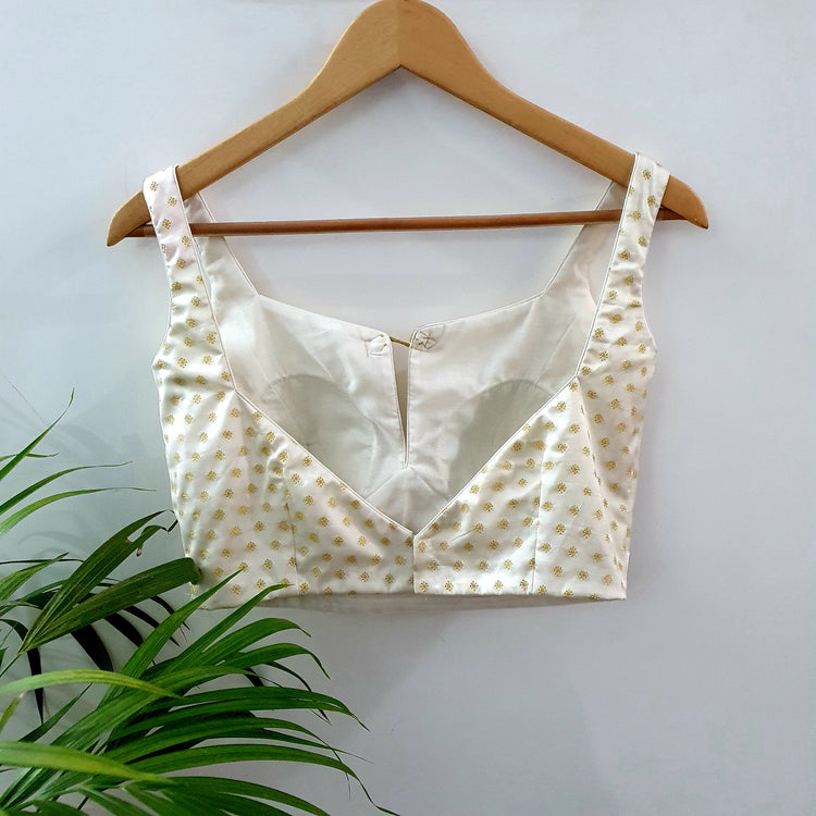 Off White and Golden Buta Designer Blouse