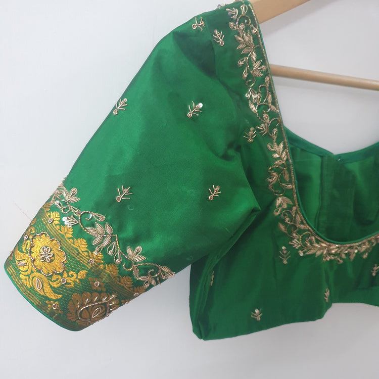 Green Hand Embroidered Designer Blouse