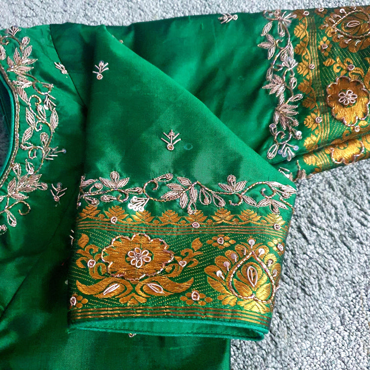 Green Hand Embroidered Designer Blouse