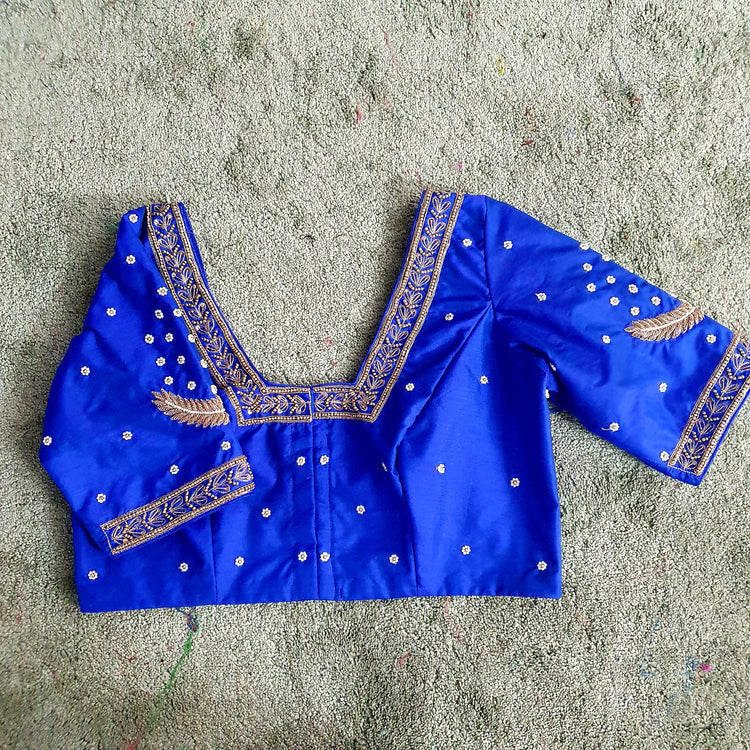 Blue Hand Embroidered Designer Blouse