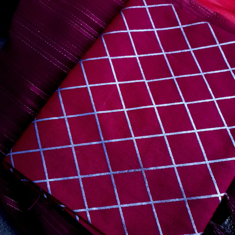 Punch and Rosewood Georgette Lurux Sari