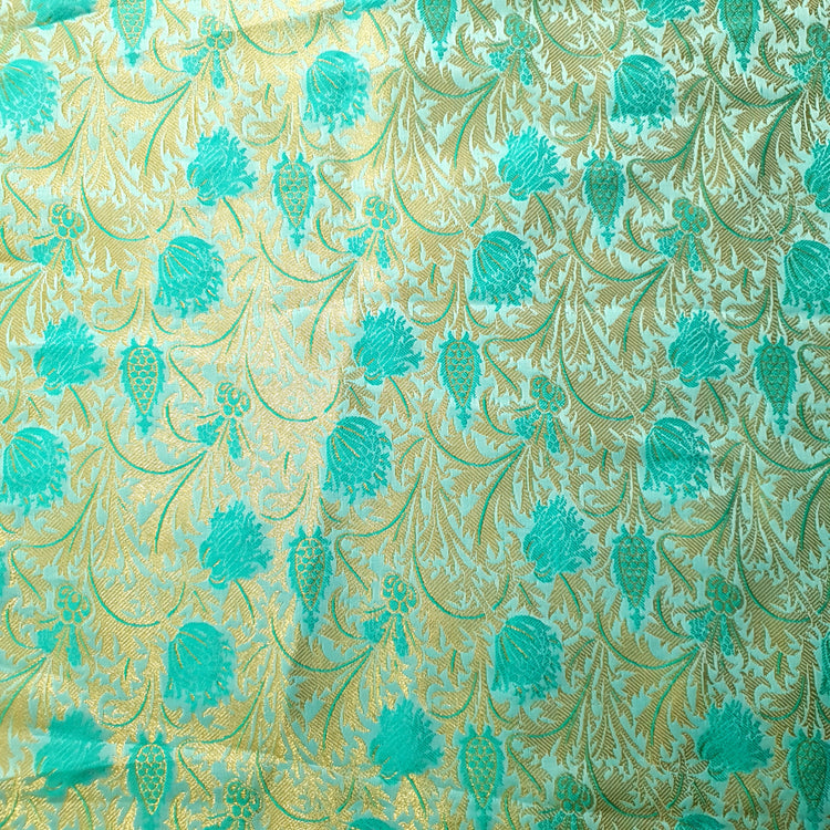 Banarasi Weaved Brocade With Golden Floral Fabric