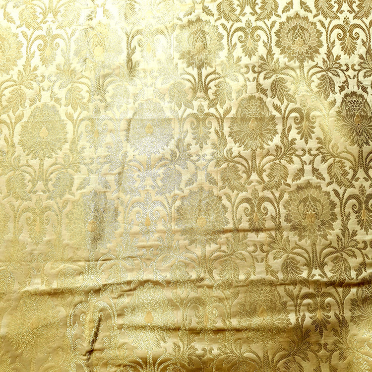 Woven Golden Floral Banarasi Brocade Fabric