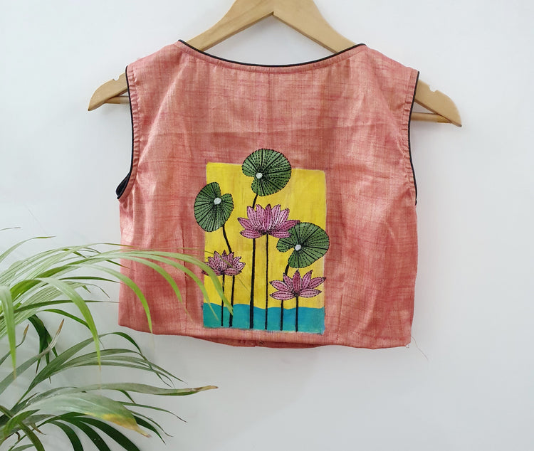 Handpaint and Kantha Stitch Cotton Blouse