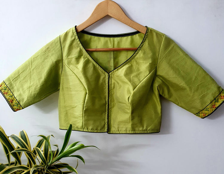 Hand Embroidered Pista Green Designer Blouse