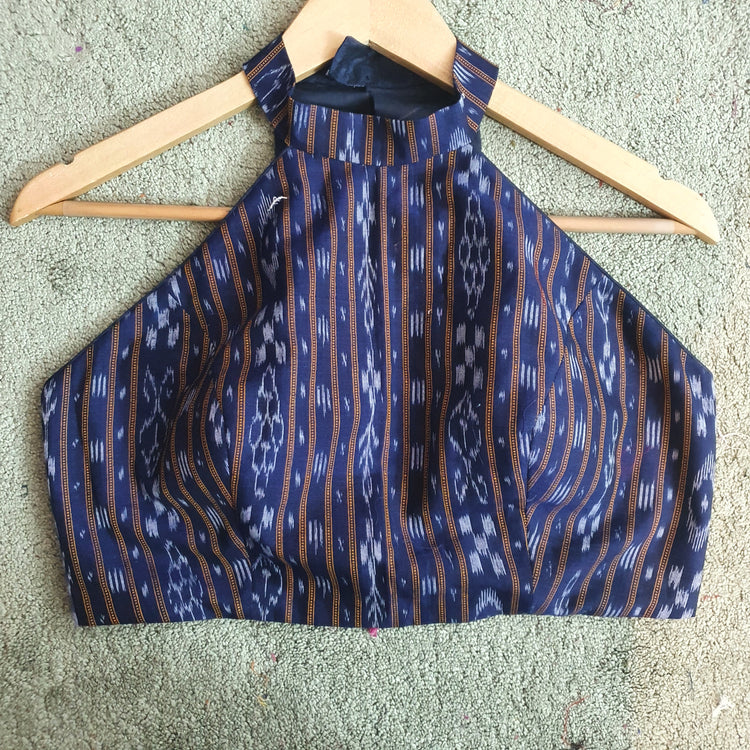 Blue Ikkat Printed Cotton Blouse