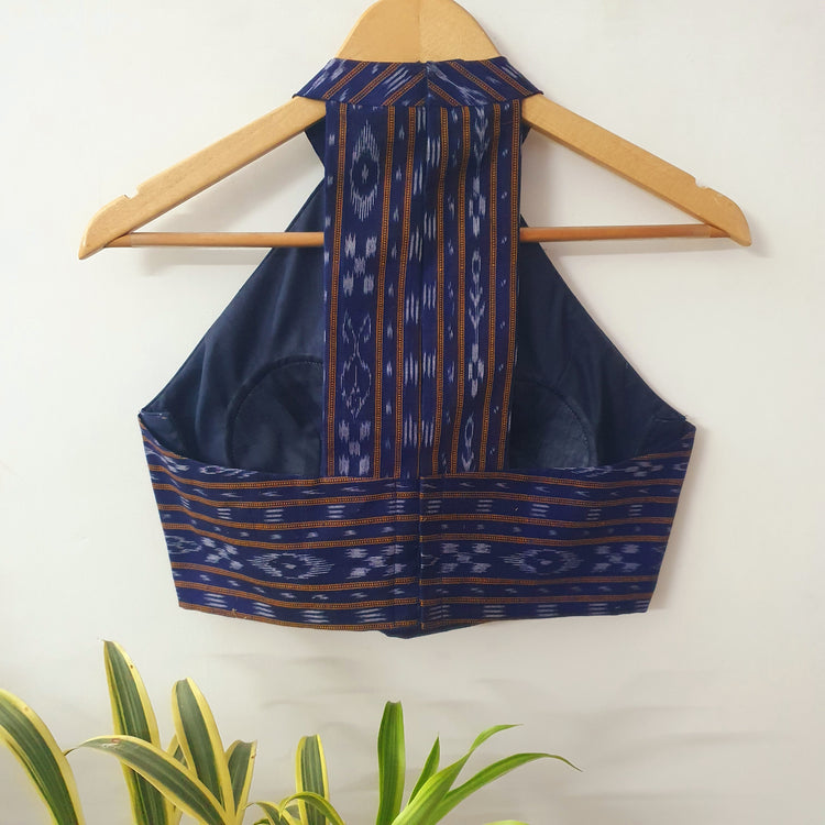 Blue Ikkat Printed Cotton Blouse