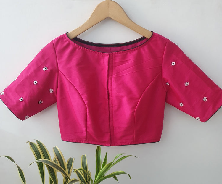 Hand Embroidered  Pink Designer Blouse