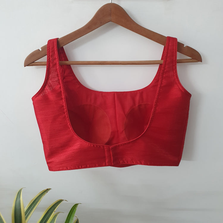 Red Sleeveless Designer Blouse