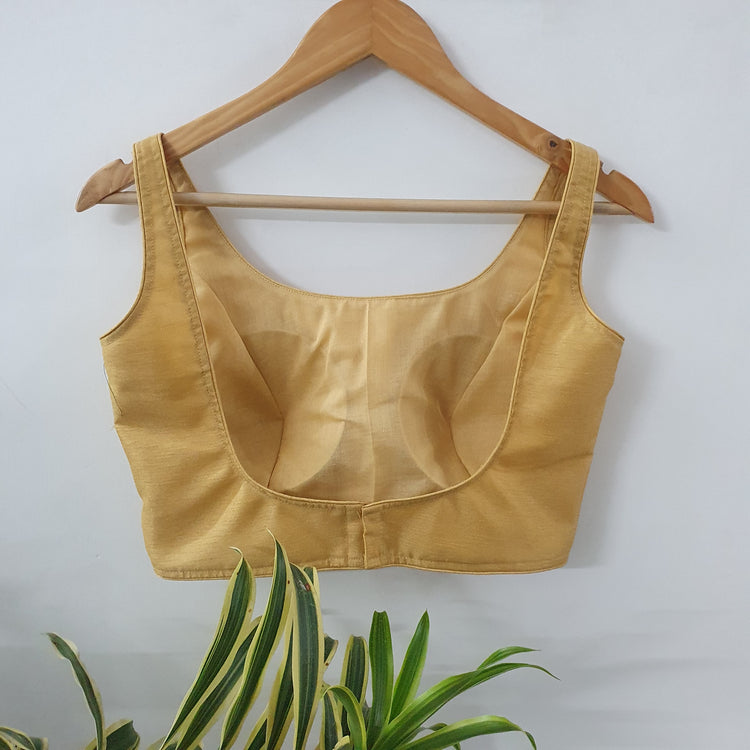 Golden Sleeveless Designer Blouse