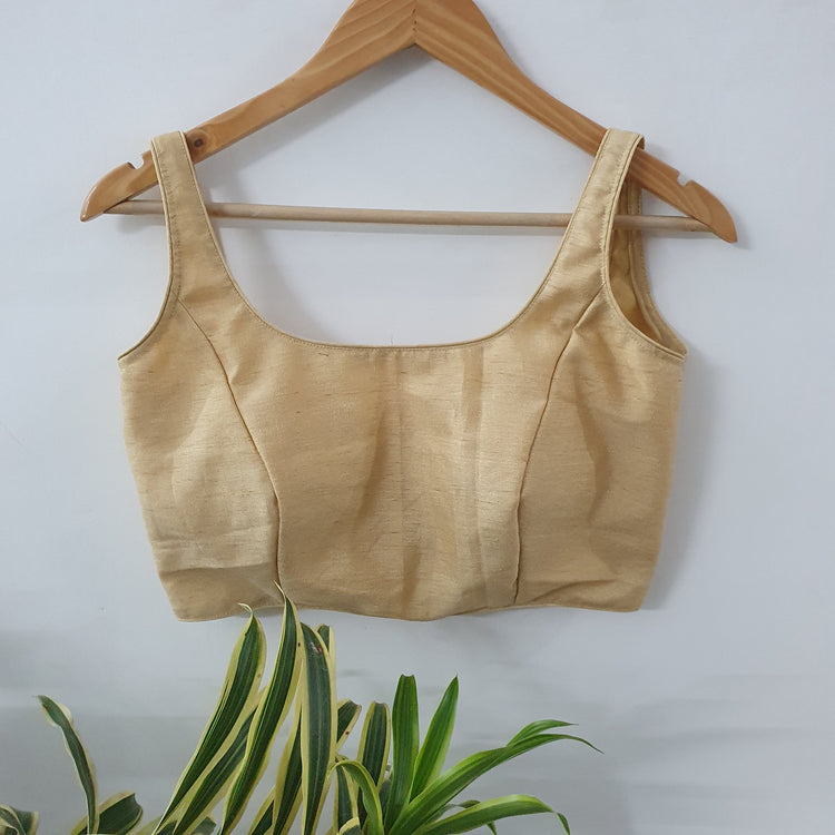 Light Golden Sleeveless Designer Blouse