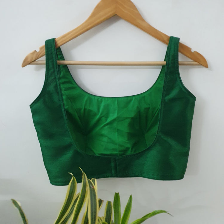 Green Sleeveless Designer Blouse