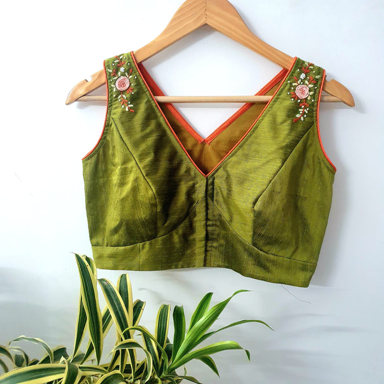 Hand Embroidered  Pickle Designer Blouse