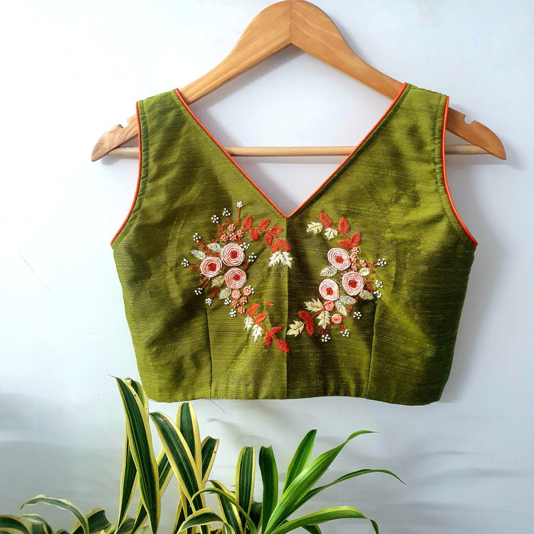 Hand Embroidered  Pickle Designer Blouse