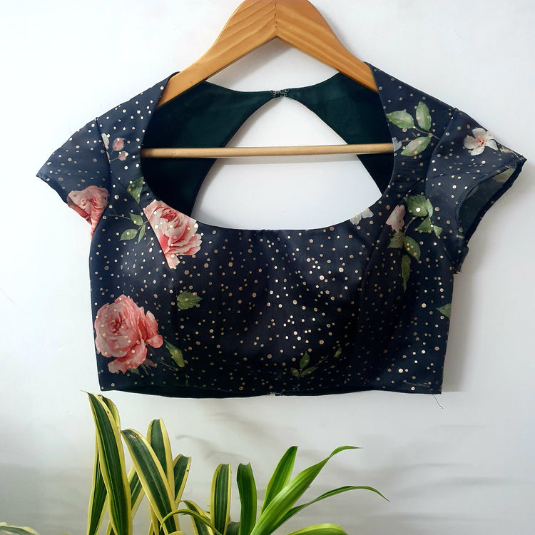 Florel Printed With Golden Dot Designer Blouse