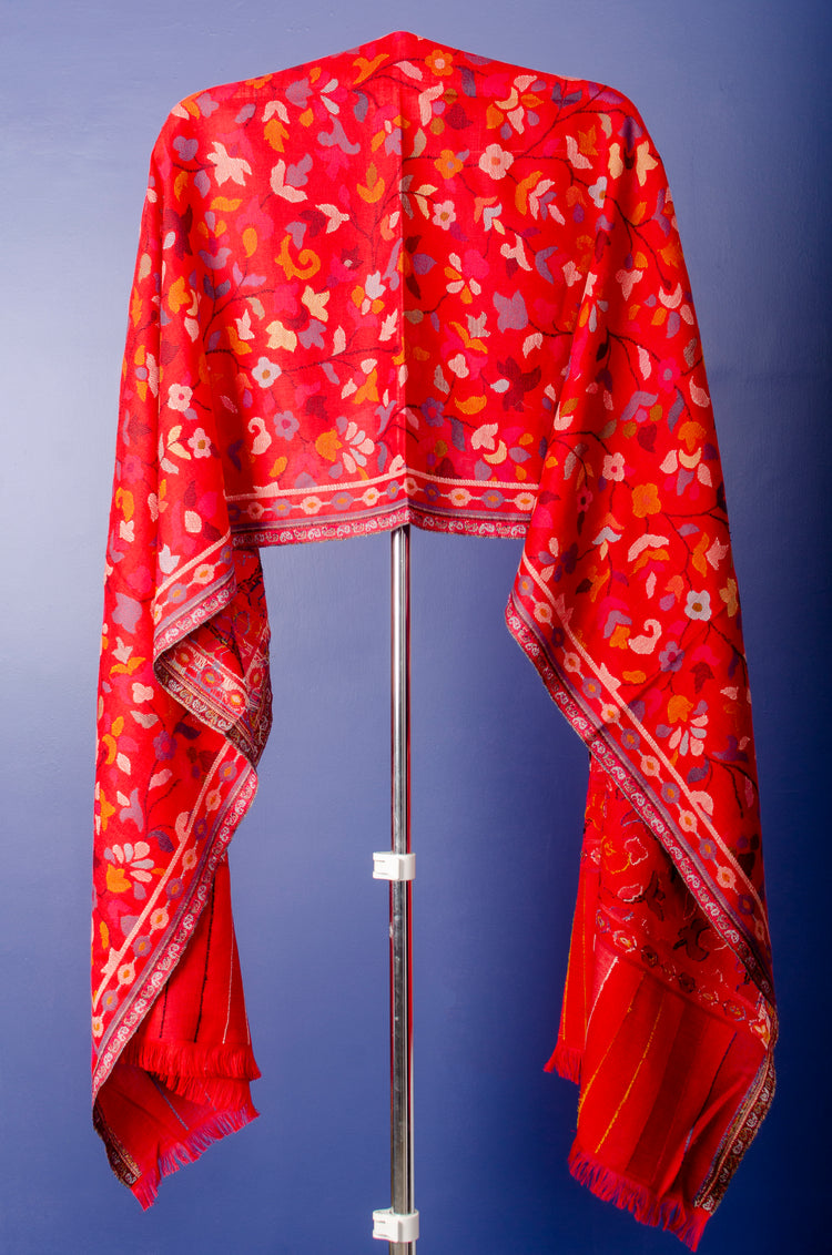 REDDISH PINK COLOUR PASHMINA WOVEN KANI STOLE