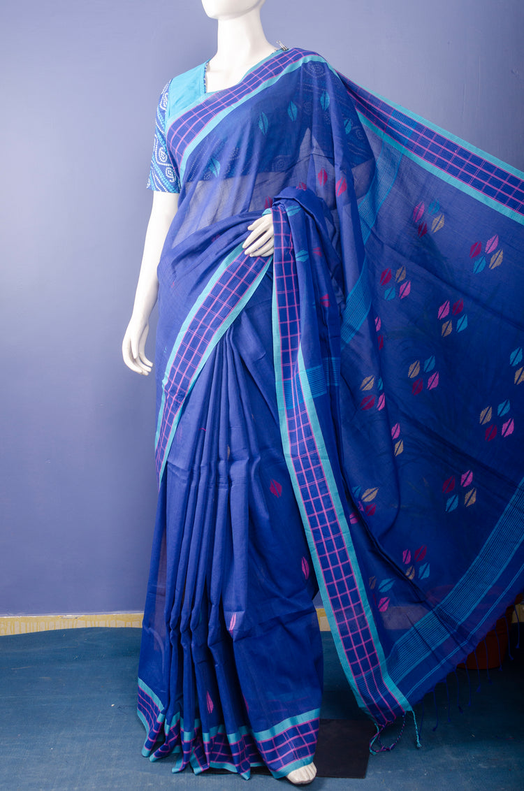 Pure Handloom Blue Cotton Sari