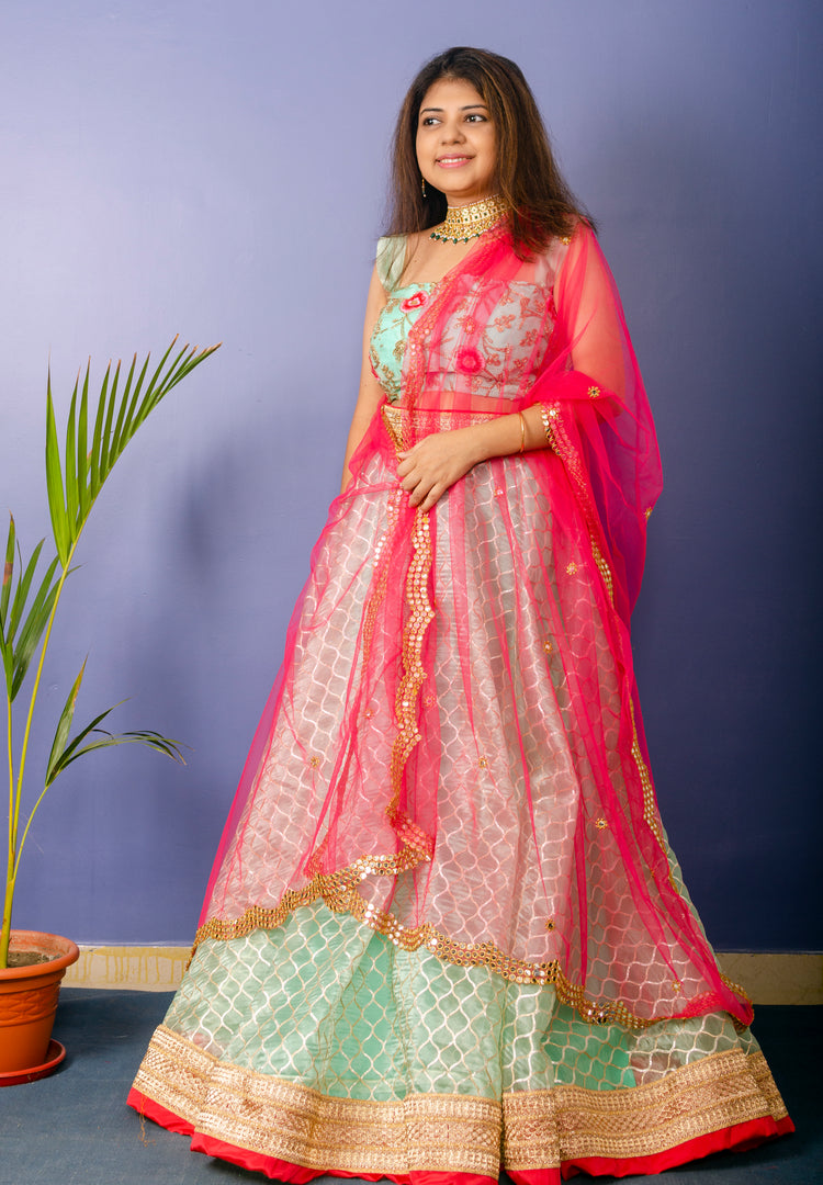 Pista Green Lahenga Set