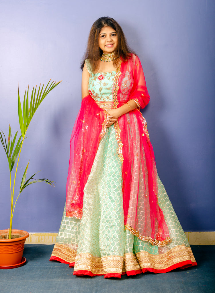 Pista Green Lahenga Set