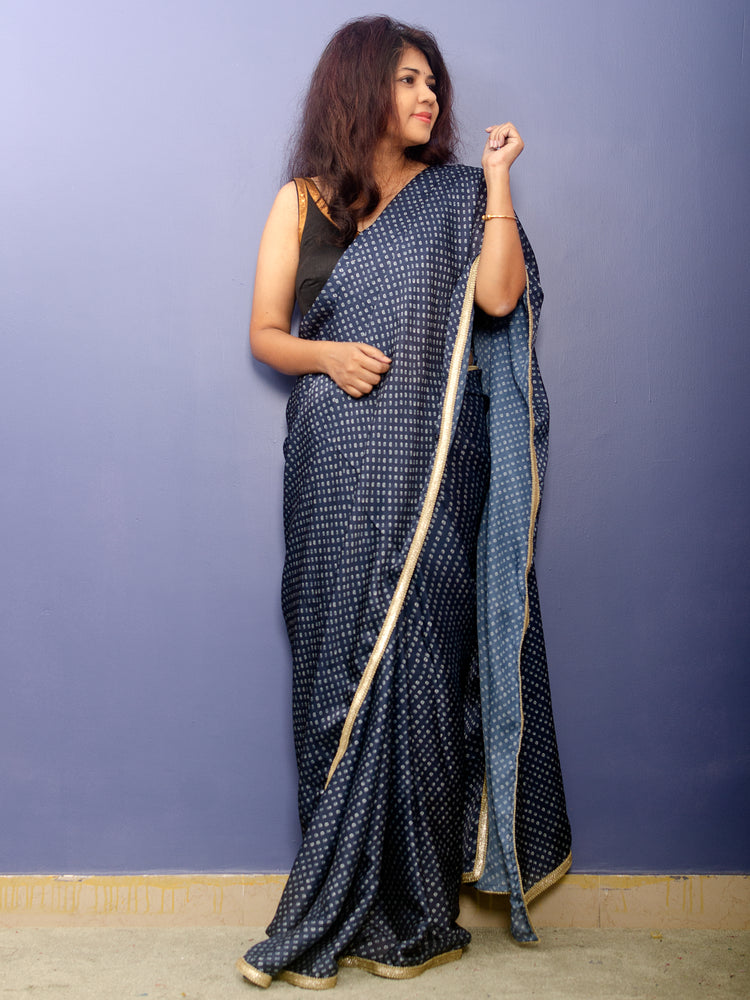 Bandhej Pattern on Satin Georgette Sari With Border