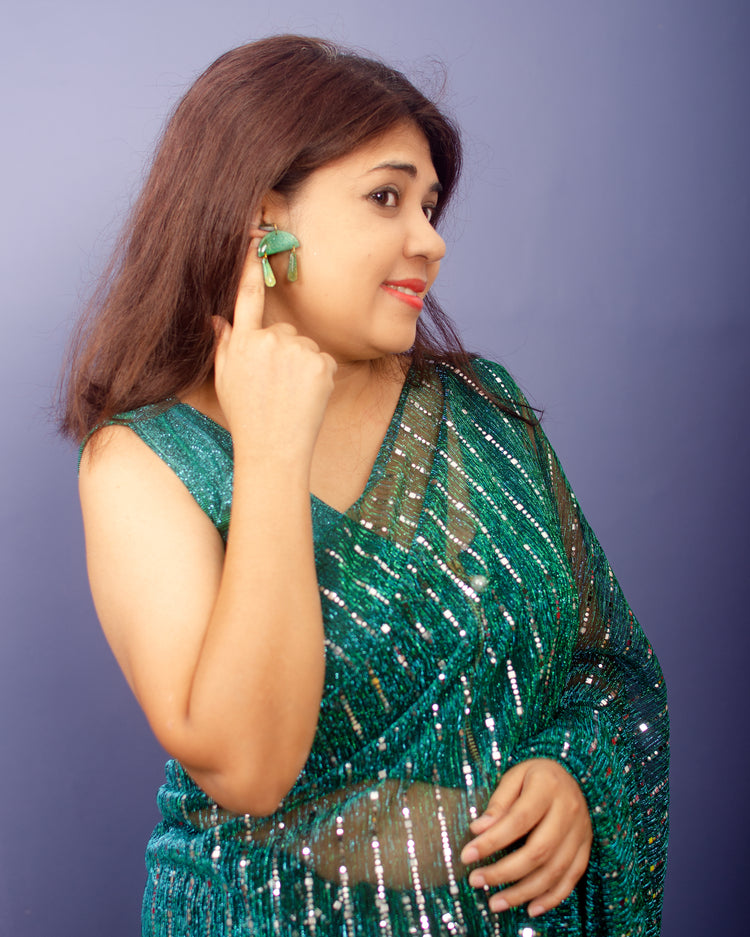 Castleton Green Sequin  Sari