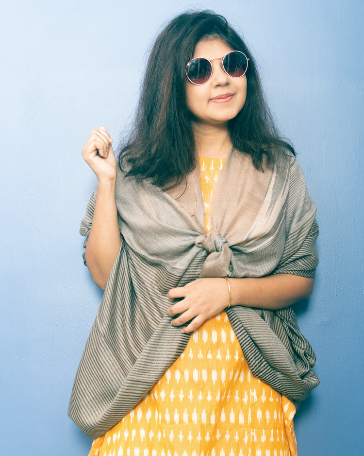 Natural Color With Black Stripe Woven Pashmina Stole