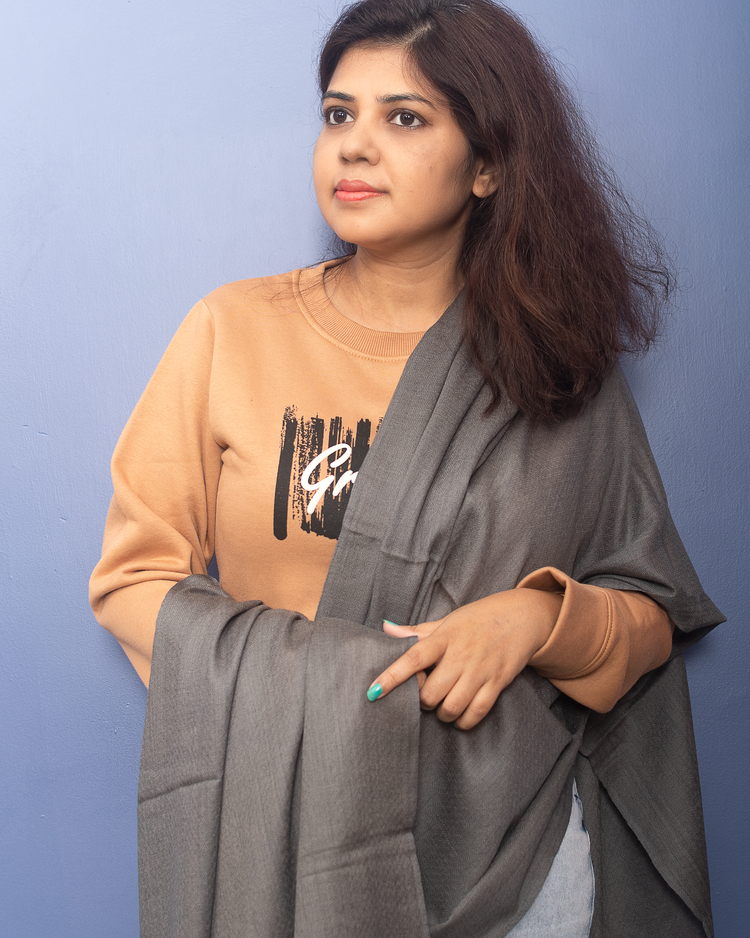 Grey Pure Pashmina Stole